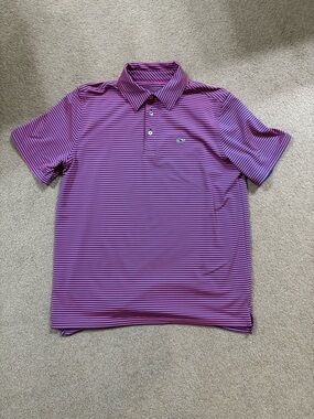 Vineyard Vines Pink and navy Striped Polo for boys XL
